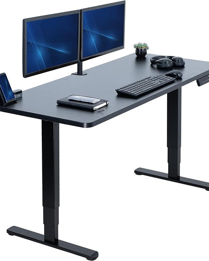 VIVO Electric 60 x 24 in Dual Motor Sit Stand Desk, Memory Height Adjustment, 2B Series, Black Top Black Frame, DESK-KIT-2B6B