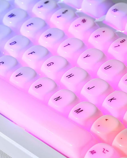 YUNZII 126-Key Ceramic keycaps Style, MOA Profile, Elegant Minimalist Design, Dye-Sublimated PC Keycaps with Silky Texture for MX Mechanical Gaming Keyboards (White)