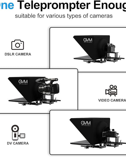 GVM Teleprompters for Digital Cameras/camcorders Portable 18.5'' Teleprompter Kit with Remote Control & App,Solid Aluminum Constructions,Colorless Spectroscope,Ultra HD Wide-Angle Lens
