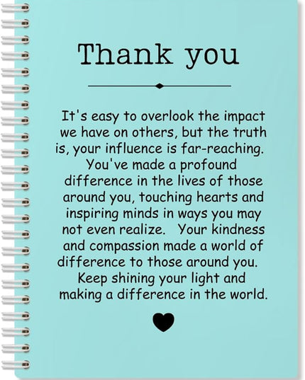 Thank You Blue Hardcover 160 Pages Spiral Notebooks, Funny Thank You Gifts for Women Men Coworkers Leader Mentor, Appreciation Gifts for Employees, Thanksgiving Gifts for Colleagues Leaders
