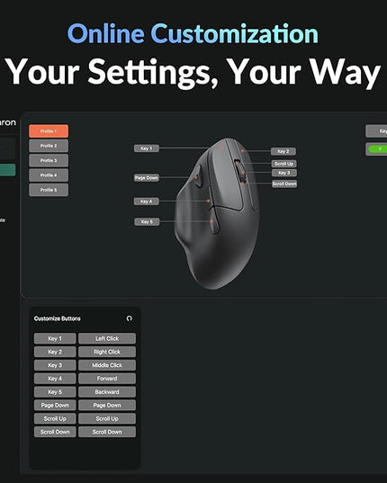 Keychron M7 8K Wireless Mouse, 30K DPI Optical Computer Mice, 2.4 GHz/Bluetooth/Wired with Macro Button 66g Lightweight Ergonomic, Up to 140 Hours Worktime for Laptop macOS/Windows - Black