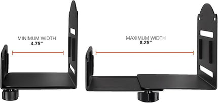 Mount-It! CPU Wall Mount Bracket, Desktop Computer Tower Holder with Safety Straps, Heavy Duty Size Adjustable CPU Holder, Steel, Black, 22 Lbs Capacity, Saves Floor and Desk Space