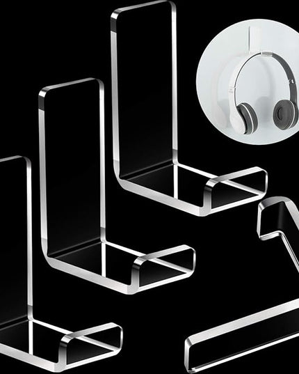 Weewooday 4 Pieces Headphone Hanger Holder Desk Adhesive Headphone Hook Wall Mount Headset Stand Acrylic Holder with Glues for General Purpose Game Earphone(Clear)