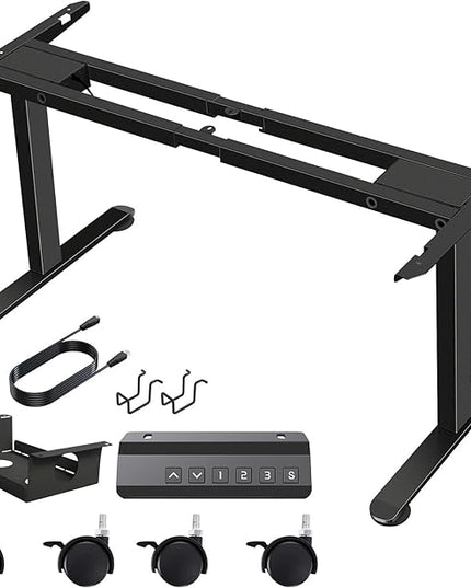 Dual Motor Electric Standing Desk Frame,Compatible Desktop Size 48″-78″ and 264 lbs Weight Capacity,Memory Controller Height Adjustable Frame,Black Frame Only