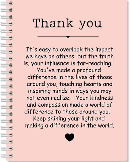 Thank You Pink Hardcover 160 Pages Spiral Notebooks, Funny Thank You Gifts for Women Men Coworkers Leader Mentor, Appreciation Gifts for Employees, Thanksgiving Gifts for Colleagues Leaders