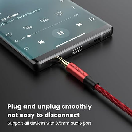 MOSWAG 3.5mm Extension Cable 26.24FT/8M Audio Male to Female Stereo Extension Adapter Nylon Braided Cord Compatible for Home/Car Stereos Smartphones Headphones Tablets Media Players and More