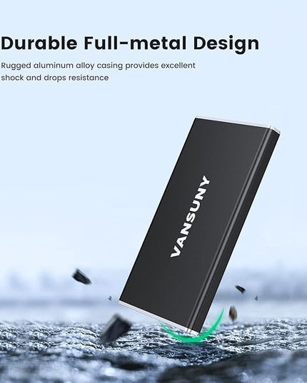 Vansuny 250GB Portable External SSD, USB 3.1 Gen2 430MB/s High-Speed Data Transfer, Metal USB C Mini Portable External Solid State Drive for PC, Laptop, Phones and More