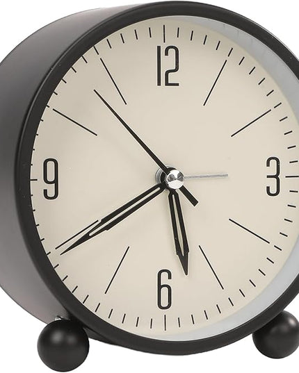 Blusaryme Analog Alarm Clock - 4 Inch Super Silent Non-Ticking, Battery Operated Small Clock with Night Light, Elegant Bedside Desk Clock for Bedroom, Living Room, Office, Student Gift