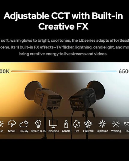 Godox Litemons LE300Bi COB Led Video Light,320W Power,2800-6500K CCT,58900 Lux@1m,Bowens Accessory Mount,Wired DMX/RDM,Bluetooth for Studio Photography Video Recording Live Streaming (White)