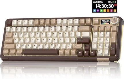 SOLAKAKA A99 Pro Mechanical Keyboard with LCD Screen & Metal Knob, Wireless Gaming Keyboard with BT5.0/2.4GHz/USB-C, Hot Swappable Creamy Keyboard, Gasket Structure, RGB Backlit, for Win/Mac