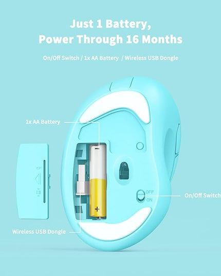Ergonomic Wireless Mouse with USB Receiver for PC Computer, Laptop and Desktop, Ergo Mouse Vertical with Silent Clicks Long Battery Life, Up to 1600 DPI & 1 AA Battery Powered, Blue