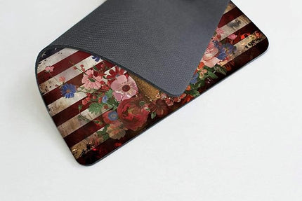 Square Mouse Pad Majestic Deer Wreath and National Flag-2,Gaming Mouse Pads for Desk,Soft Computer Waterproof Non-Slip Mouse Mat