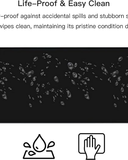 Large Mouse Pad for Desk, XXL Non-Slip Long Extended Gaming Mouse Mat Protector with Waterproof Rubber Base Stitched Edges for Office, Computer, Keyboard, Laptop and Home (Pure Black)