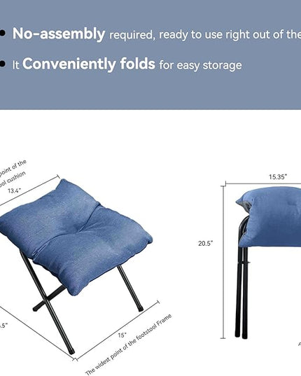 Foldable Foot Rest Stool for Under Desk or Sofa - Office Footrest Ottoman, Portable Leg Rest for Home & Office (Blue)
