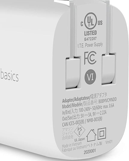Amazon Basics 20W Foldable USB-C Wall Charger with Power Delivery for Tablets & Phones (iPhone 16/15/14/13/12/11/X, iPad, Samsung), Portable, non-PPS, White