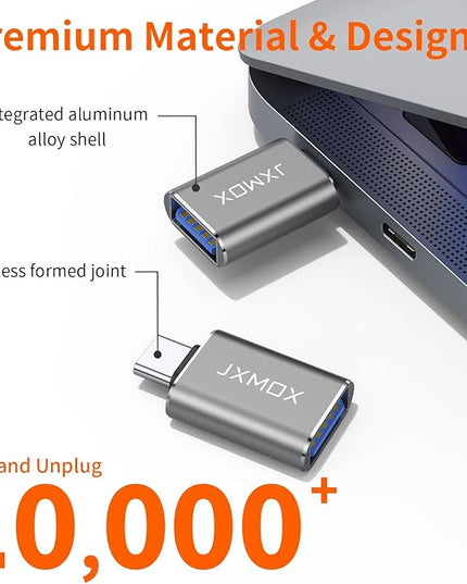 USB C to USB Adapter [2-Pack], Thunderbolt 3 to USB 3.0 OTG Adapter Compatible with MacBook Pro,Chromebook,Pixelbook,Microsoft Surface Go,Samsung Galaxy S10 S20 S21 S22 Ultra,iPhone 15 16 17 Pro Max