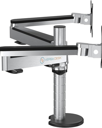 VERSADESK OmniView Dual Monitor Stand - Height Adjustable Arms for 24"-27" Screens - Desk Mount with 360° Rotation - VESA Compatible - Each Arm Supports up to 15lbs | Black