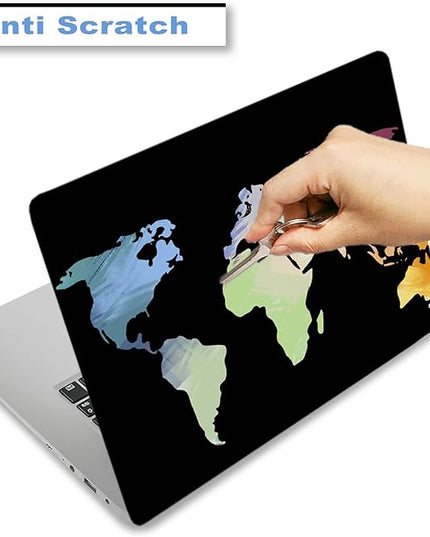 Laptop Skin Sticker Decal,12" 13" 13.3" 14" 15" 15.4" 15.6 inch Laptop Skin Sticker Cover Art Protector Notebook (2 Wrist Pad Skins Included), Decorative Removable, Colorful Map