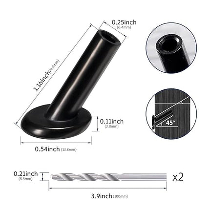 20 Pack 45 Degree Angle Protective Sleeves, Black Cable Railing Corner Protector Sleeve Beveled for 1/8" Wire Rope, T316 Marine Grade Cable Railing Kit with Two Drill Bit for Wood Posts HF039B