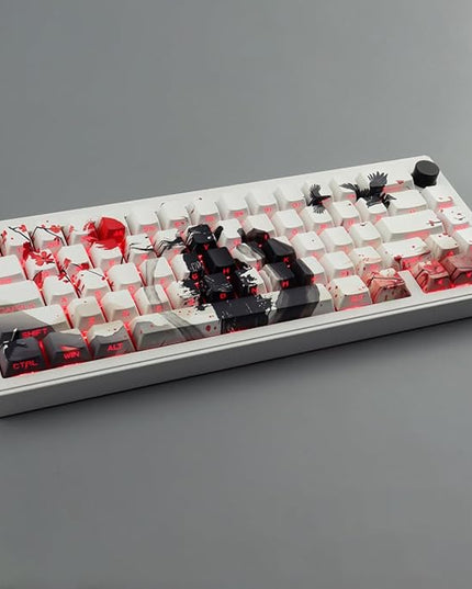 PBT Keycaps - Side Print Keycaps, Shine Through Custom Key caps 75 Percent, Ink Painting Keycap Set Dye Sub & Double Shot, 131 Keys Cherry Profile Keyboard Keycap for Mechanical Keyboard, Wuxia