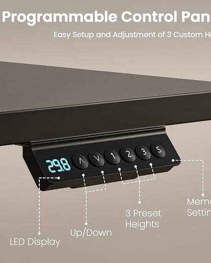 Kingant 63 x 30 Inch Standing Desk with Drawers, Adjustable Height Electric Sit Stand Desk with Storage Shelf, Rising Stand Up Computer Desk for Home Office Workstation, 3 Preset Heights(Black)