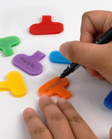 32 Pieces Self-Adhesive Cable Labels Multi-Color Cord Wire Labels, Nylon Writable Cable Tags and Wire Tags for Cable Management and Identification