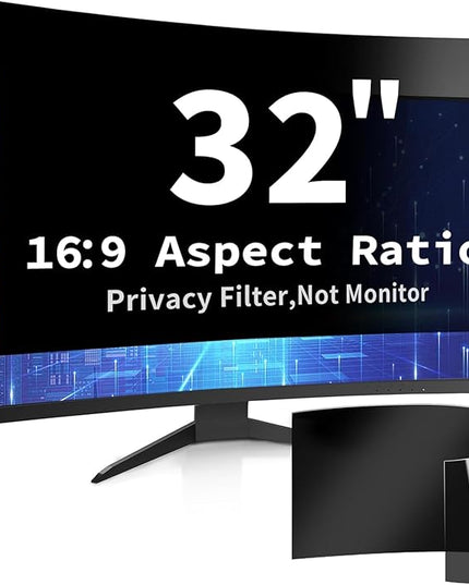 DEJIMAX 32 Inch Curved Computer Privacy Screen Filter for 16:9 Widescreen Computer Monitor Computer Screen Protector Computer Screen Privacy Shield Anti Glare and Blue Light