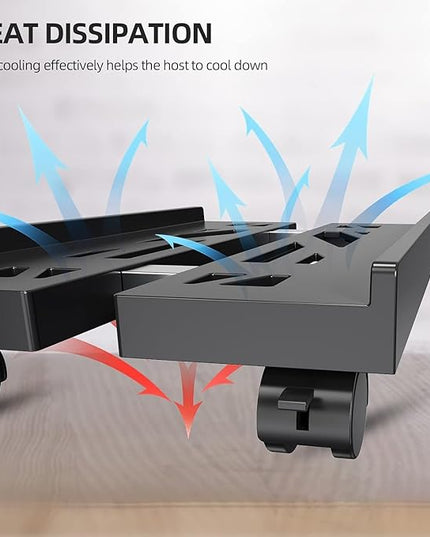 Adjustable Mobile CPU Stand, Ventilated Computer Tower Stand with 4 Caster Wheels Fits Most PC Tower, Under Desk CPU Holder PC Floor Cart Computer Riser for Students and Gamers (Gray)