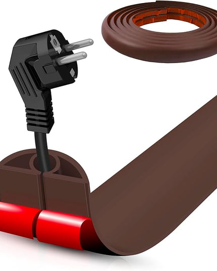 Floor Cord Cover Self Adhesive Cord Hider,10FT Cable Management, Extension Strip Protector for Wires, Prevent Cable Trips for Offices, Gyms, Exhibitions Cavity:0.3"(W) x 0.28"(H) Coffee
