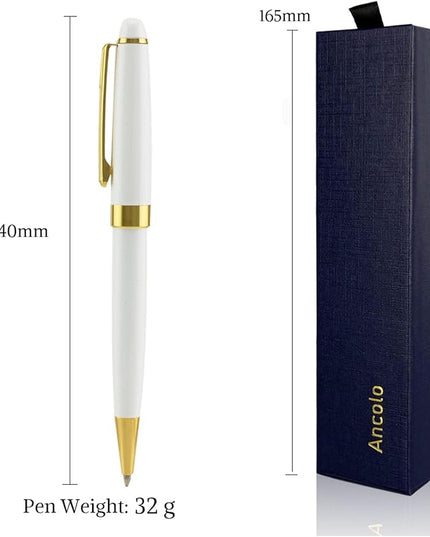 Ancolo Personalized Office Ballpoint Pens - Executive Writing Pen with 10 Black Ink Refill Engraved with Your Message Name Gift Set for Man/Women/Writers/Collection/ 5 PCS/Pack