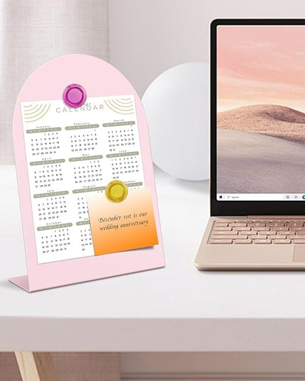 Magnet Display - 2 Pack Pink Magnetic Bulletin Board with 10 Multi-Color Magnets, 11" x 7.8" Magnet Display Board for Offices, Homes, Photos, and Documents (Arched)