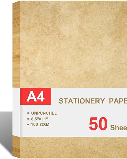 Stationary Paper for Writing Letters - Vintage Antique Letterhead Paper, Letter Size Stationery Writing Paper, 50 Sheets Double-Sided Invitation/Decorative Printer Paper, 8.5" x 11"