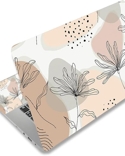 Laptop Skin Sticker Decal,12" 13" 13.3" 14" 15" 15.4" 15.6 inch Laptop Vinyl Skin Sticker Cover Art Protector Notebook PC (2 Wrist Pad Skins Included), Decorative Waterproof Removable, Morandi Leaves