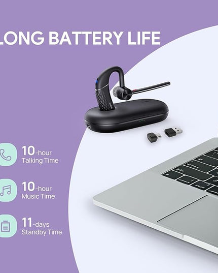 Yealink Bluetooth Headset BH71 Pro,Teams Zoom Certified,Single Ear Wireless Headset with Charging Case,Bluetooth Earpiece with Noise Canceling Mic,Type-C/A USB Dongle,Connect Mobile/Mac/PC,