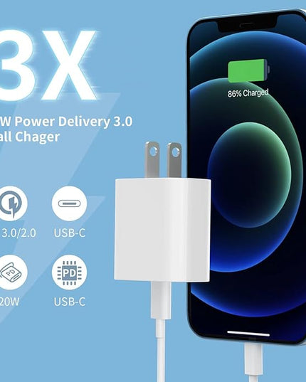 4Pack USB C Charger Block, iGENJUN 20W for Phone Fast Charger Wall Charger with PD 3.0, Compact Type C Power Adapter for Phone 17/16/15/14, Galaxy, Pixel, AirPods Pro (Arctic White)