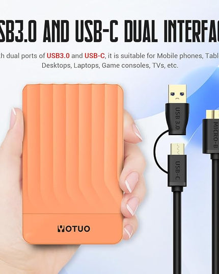 Portable External Hard Drive Storage Expansion Mobile HDD USB 3.0 for PC, Mac, Desktop, Laptop, PS4, PS5, Xbox One X/S, Xbox 360, Xbox Series X/S, Office & Game (Orange, 500GB)