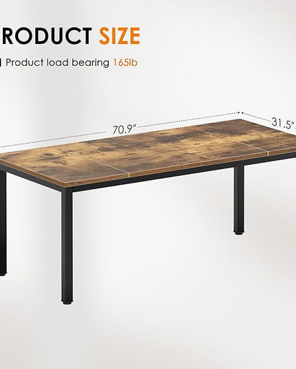 DlandHome Computer Desk, Large Executive Office Desk Computer Table Study Writing Workstation for Home Office,70.8 x 31.5 inch,Retro