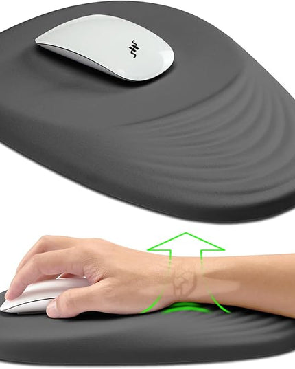 Hokafenle Ergonomic Mouse Pad Wrist Support, Terraced Slope Carpal Tunnel Wrist Pad for Mouse with Unibody Memory Foam, Wrist Rest Pain Relief Mousepad (Dark Grey, 11.8x7.9 in)