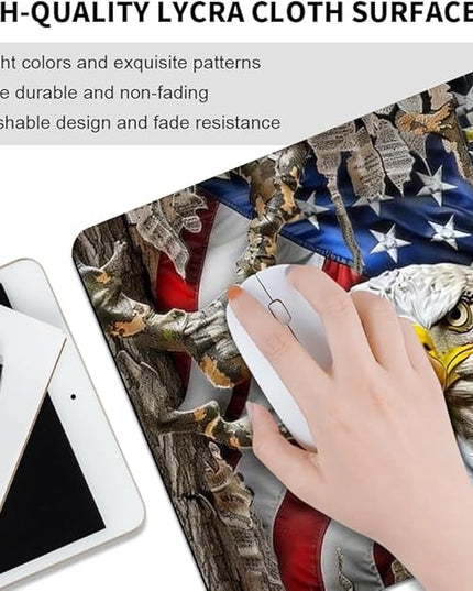 American Flag Eagle rip Oak camo Square Mouse pad, Texture, Waterproof, Anti Slip Rubber Base, Computer Mouse pad, Laptop Mouse pad