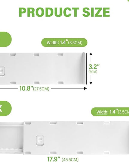 5 Pack Drawer Dividers 3.2" High Slim Organizers Expandable 10.8-17.9" Adjustable Separators for Shallow Drawers Kitchen Utensils Baby Clothes Underwear Storage-White