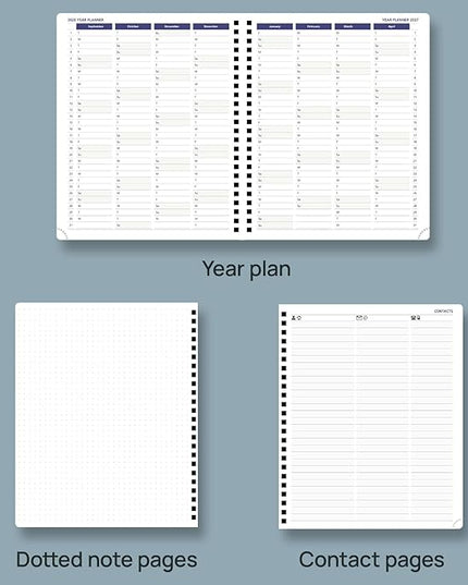 POPRUN 2026 Weekly Planner 30-Mintue (Medium 7'' x 8.5'') - From Jan 2026 to Dec 2026 - Two Pages Per Week Appointment Book with Monthly Tabs, Softcover, Inner Pocket, Pen Holder - Black