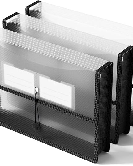 ThinkTex Plastic Expanding File Folder, Transparent envelopes with Elastic Closure, No Dividers, Large Capacity, Fit Letter/A4 Size - 3 Packs