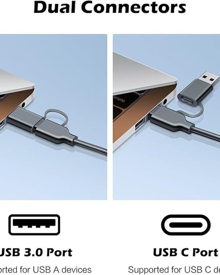 SD Card Reader, Memory Card Reader 4 in 1 USB C USB 3.0 Dual Connector Adapter Simultaneously Read SD MS CF TF Cards Supports Micro SD/Micro. Compatible with desktops, Tablets, and USB-C Smartphones