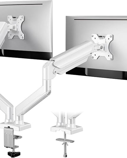 ErGear Dual Monitor Stand up to 32 inches Screen, Load-Bearing Max 22 lbs Each Arm, Adjustable Dual Monitor Mount, Sturdy Steel vesa Monitor Mount with Stable VESA 75x75 100x100mm-White