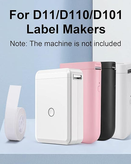 NIIMBOT Thermal Label Maker Paper 0.5" 4.3" Stickers Waterproof Tear-Resistant Replacement for D11/D110 Label Printer Office&Home Cable 65 Labels/Roll (White)