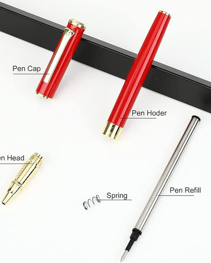 YIVONKA Luxury Ballpoint Pen Black Refill Line width 0.5mm,Best Office Pen Gift for Men & Women Professional Executive,Nice BallPens Classy Gift Box (Red)