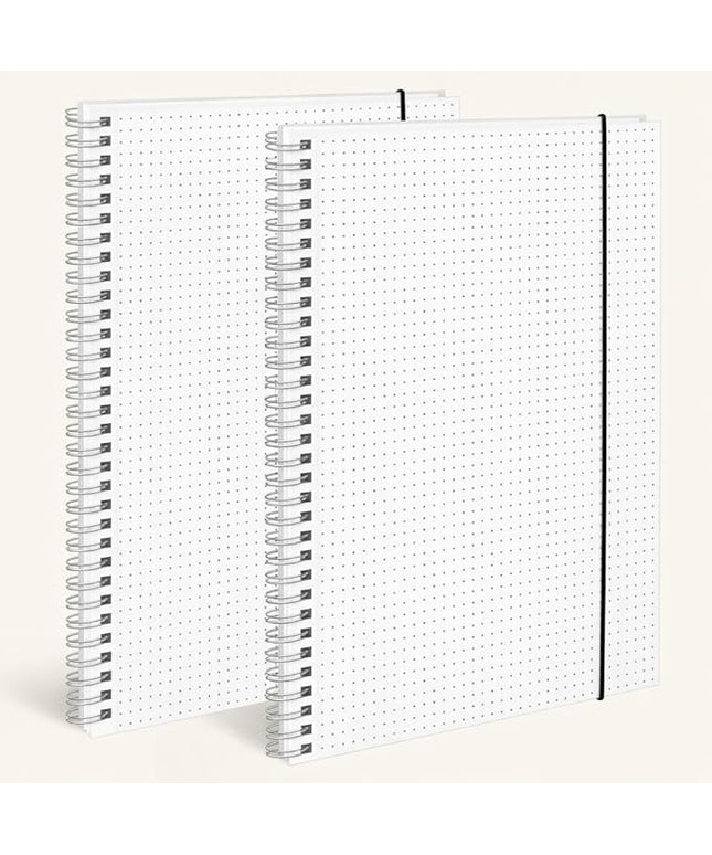 BESARME 80 Sheets A4 Dot Grid Spiral Notebook, 2PCS Dotted Notebook 8.5" × 11" College Ruled Grid Notebooks for School Office