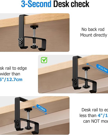 Under Desk Cable Management Tray - Heavy Duty No-Drill Clamp & Screw Mount, 28-Inch Cord Organizer for Home Office, Gaming Setup & Study Room, Holds Power Strip & Large Adapters (Black, 28"L x 5.5"W)