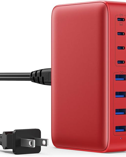 USB C Charger 200W USB C Charger Block,Upgraded GaN III 8-Port Fast Charging Station Hub,PD 65W Laptop Charging Adapter Compatible with MacBook Pro/Air,DELL,Steam Deck,iPhone 16/15/14,Galaxy S23/22