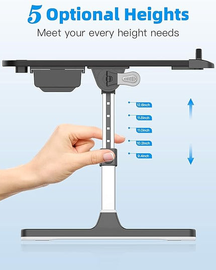 Laptop Bed Tray Table [Luxury PVC Leather], Adjustable Laptop Desk for Bed, Foldable Lap Desk for Laptop with 2 Drawers, Multifunctional Table for Working, Eating, Writing, Gaming, Drawing